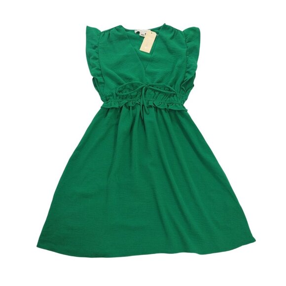Monteau Womens Green Ruffle Sleeve Midi Dress S Polyester, NWT. - Picture 1 of 7